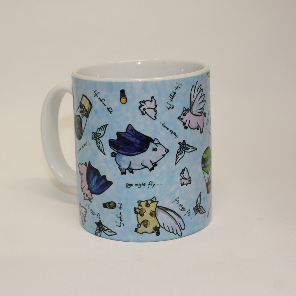 Pigs Might Fly - 10 oz Ceramic Mug with Whimsical Flying Pig Design