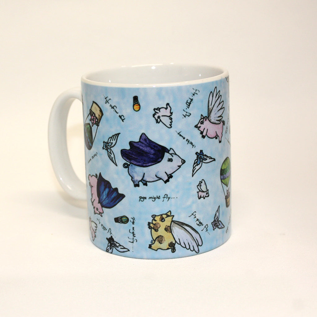Pigs Might Fly - 10 oz Ceramic Mug with Whimsical Flying Pig Design