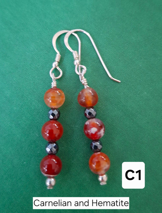 Sterling Silver and Gemstone Drop Earrings