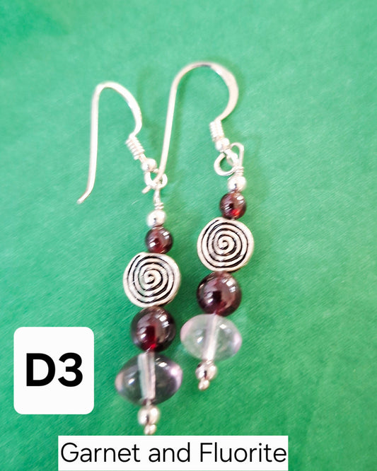 Sterling Silver and Gemstone Drop Earrings