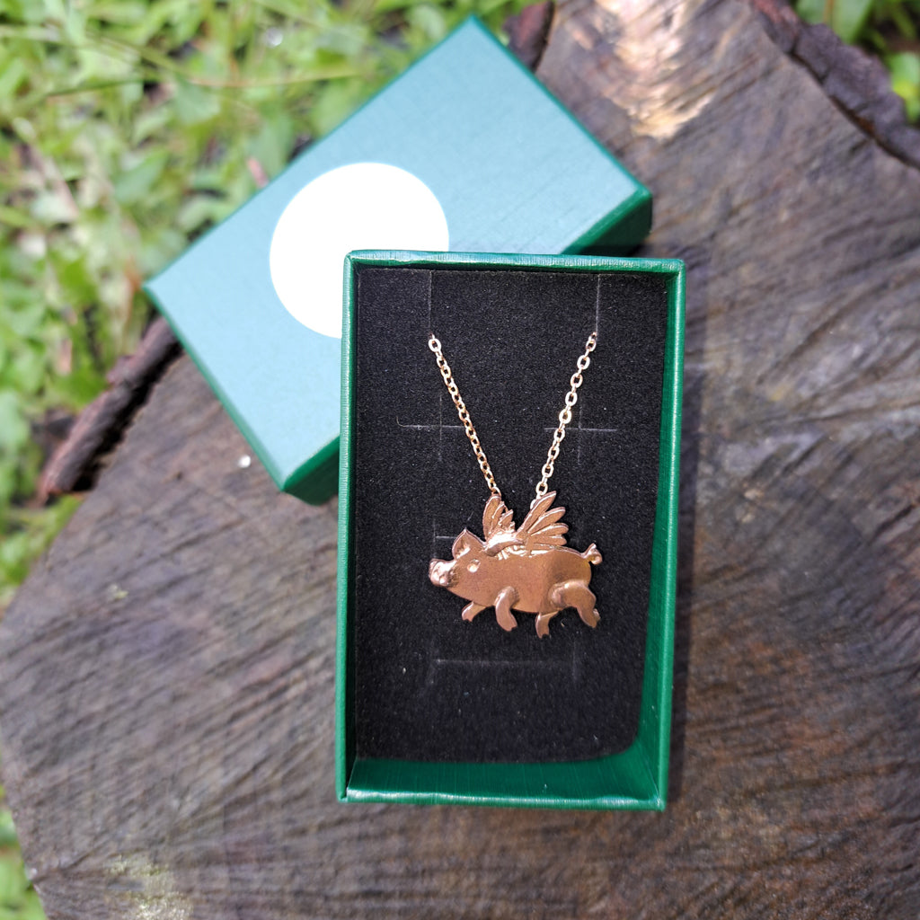 Flying Pig Pendant - Red Bronze