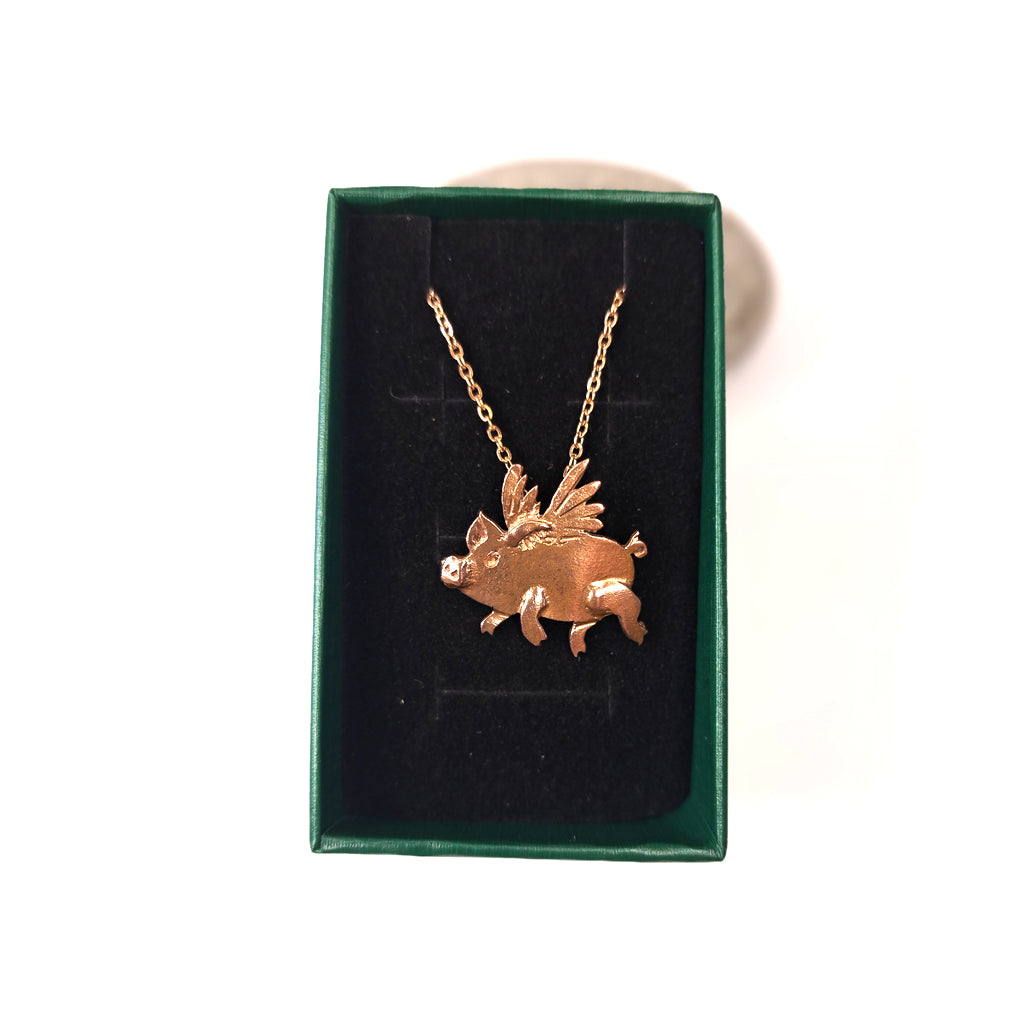 Flying Pig Pendant - Red Bronze