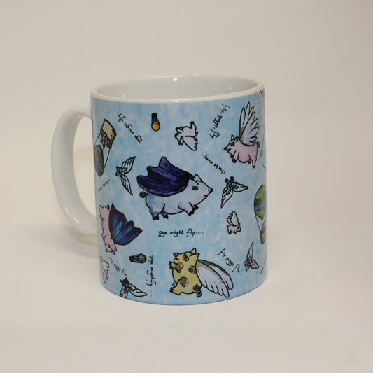 Pigs Might Fly - 10 oz Ceramic Mug with Whimsical Flying Pig Design