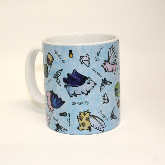 Pigs Might Fly - 10 oz Ceramic Mug with Whimsical Flying Pig Design