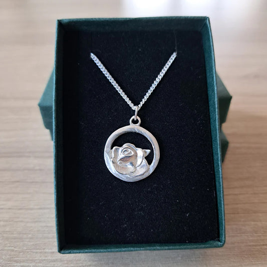 Sterling Silver Rose Pendant - Unique Sunbird Arts Design