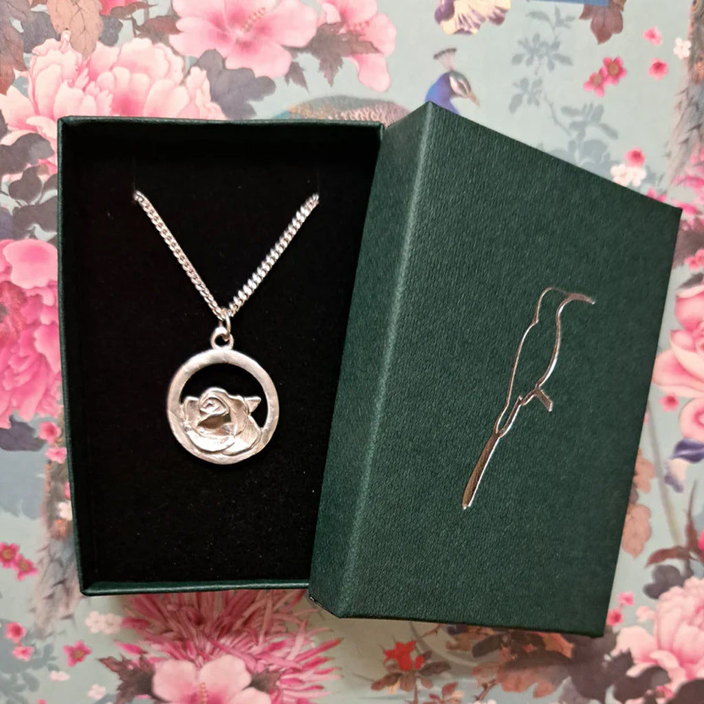 Sterling Silver Rose Pendant - Unique Sunbird Arts Design